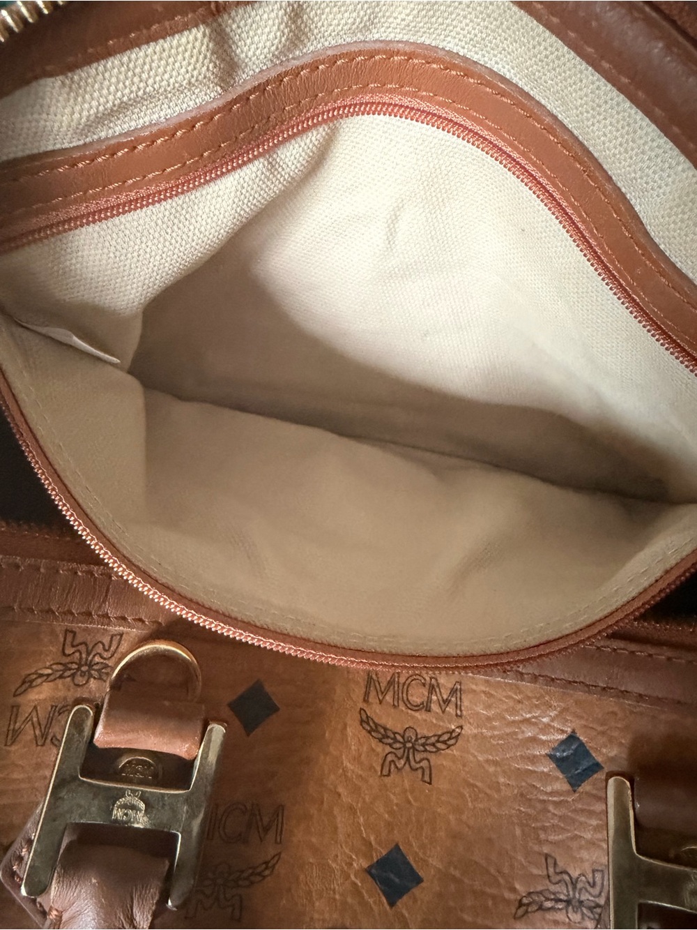 MCM Cognac Visetos Boston Satchel - Cognac Leather - Picture 5 of 12